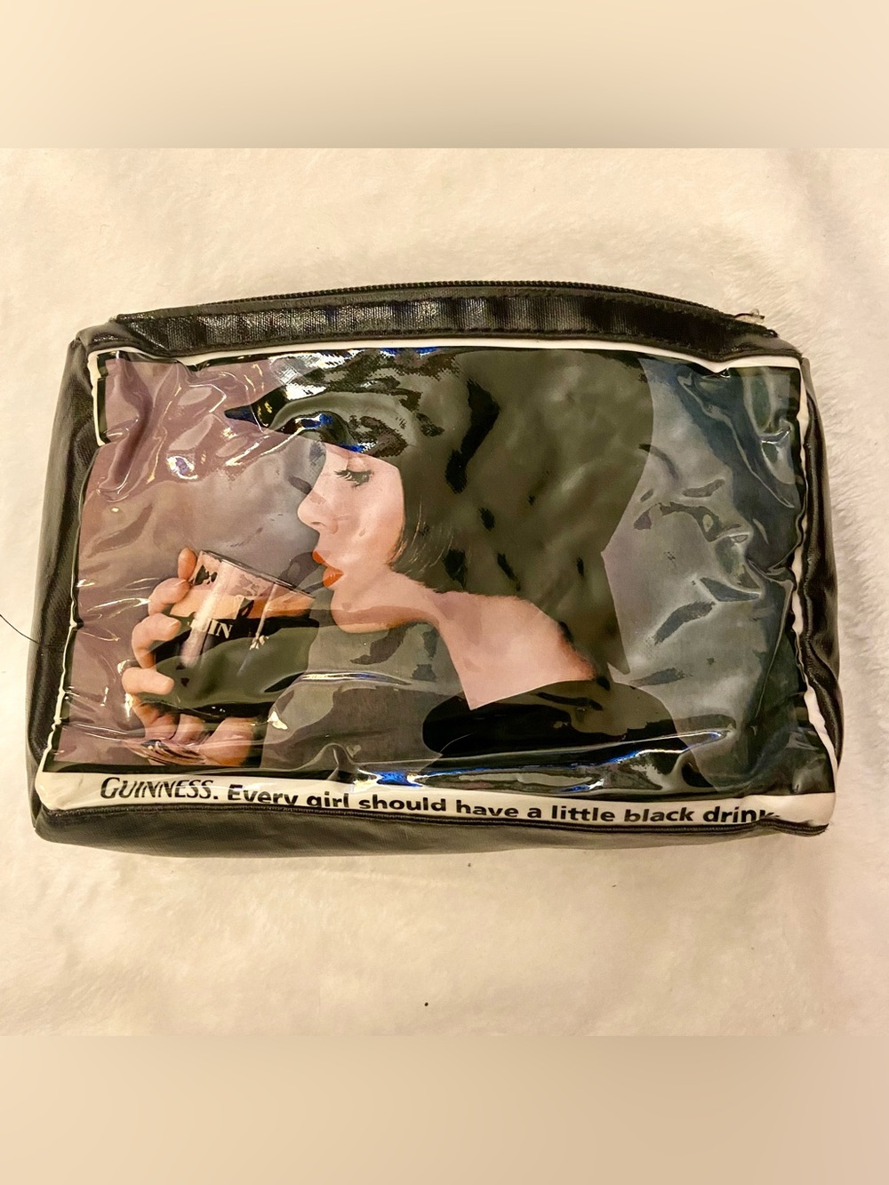 Guinness Black Lined Cosmetic Pouch with Branded Logo